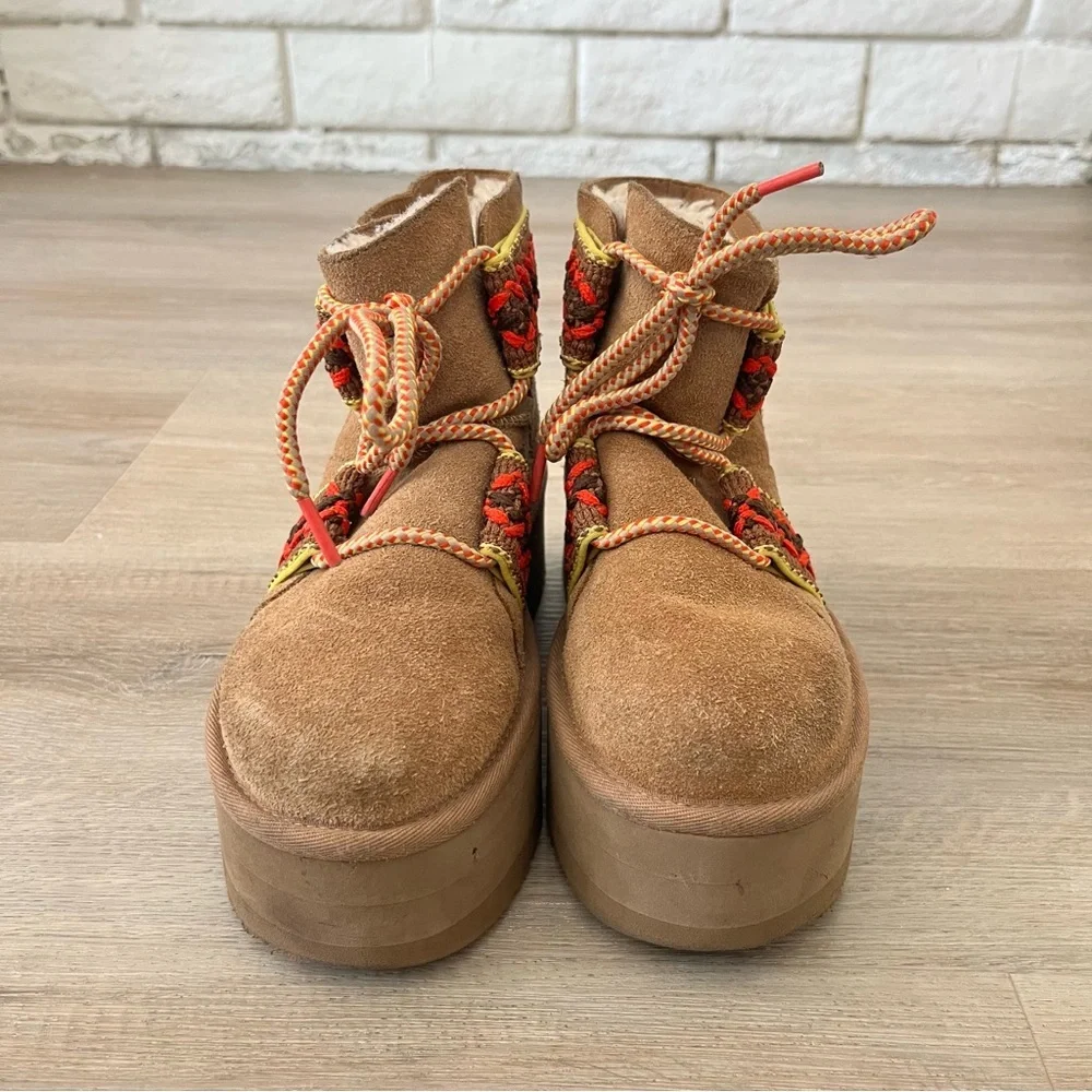 UGG Classic Mini II Braid Platform Chestnut Suede Boot Women’s Size 5